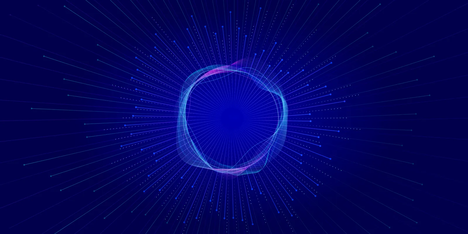 Abstract visualization of data radiating from a neural core